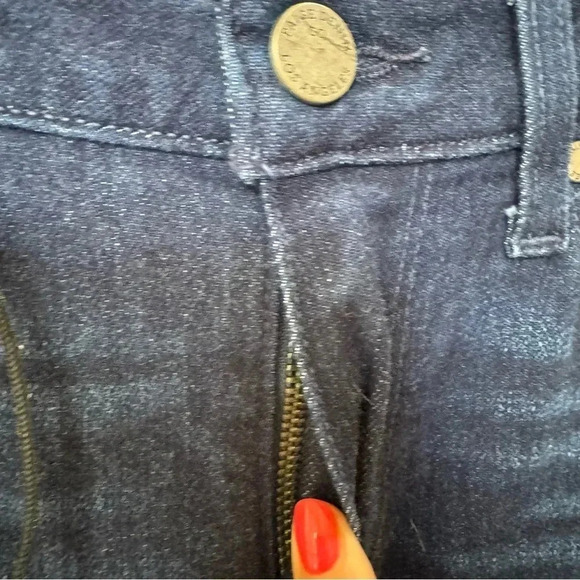 New Paige Manhattan Boot Cut High Rise Flare Jeans Dark Wash Denim Blue Sz 25 - Picture 13 of 16